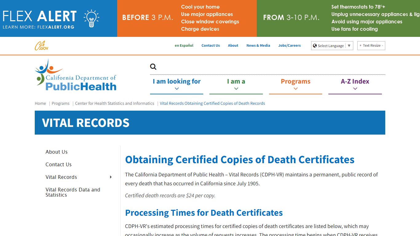 Vital Records Obtaining Certified Copies of Death Records - California