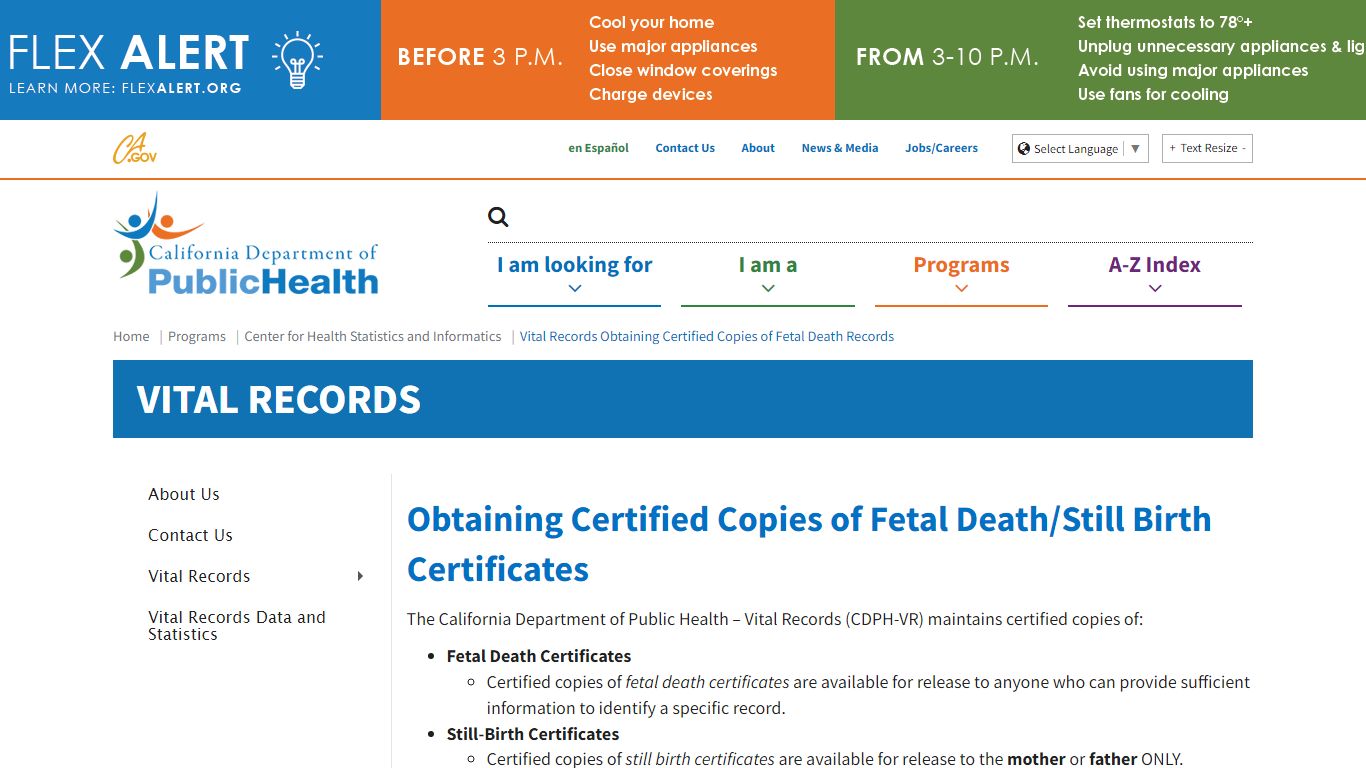 Vital Records Obtaining Certified Copies of Fetal Death ... - California